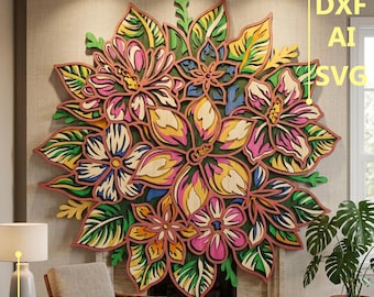 Flowers Multilayer SVG. CNC. Cricut. Paper cutting. Laser cut file. 3D layer. Glowforge.