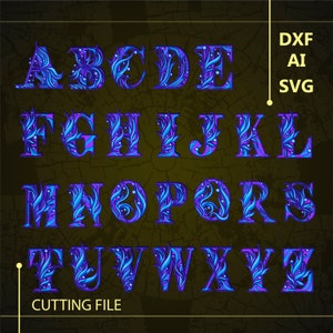 Bundle Alphabet Multilayer SVG / Alphabet CNC - Datei / Cricut - Datei / Schneidedatei svg / Papierschnitt / Laserschnittdatei / 3D-Schicht