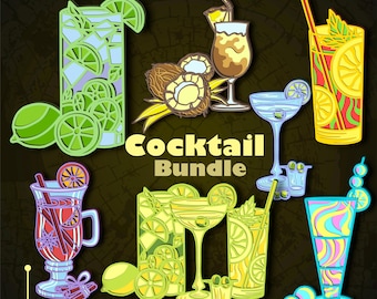 Bundle Cocktail Multilayer SVG. CNC. Cricut. Paper cutting. Laser cut file. 3D layer. Glowforge.