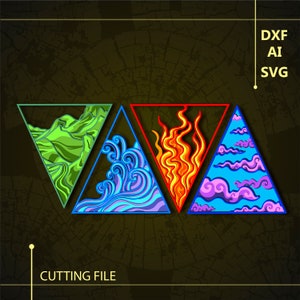 Bundle Four Elements Multilayer SVG. CNC. Cricut. Paper cutting. Laser cut file. 3D layer.