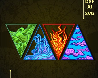 Bundle Four Elements  Multilayer SVG/ Four Elements CNC file/ Cutting file svg/ Paper cut/ Laser cut file/ 3D layer