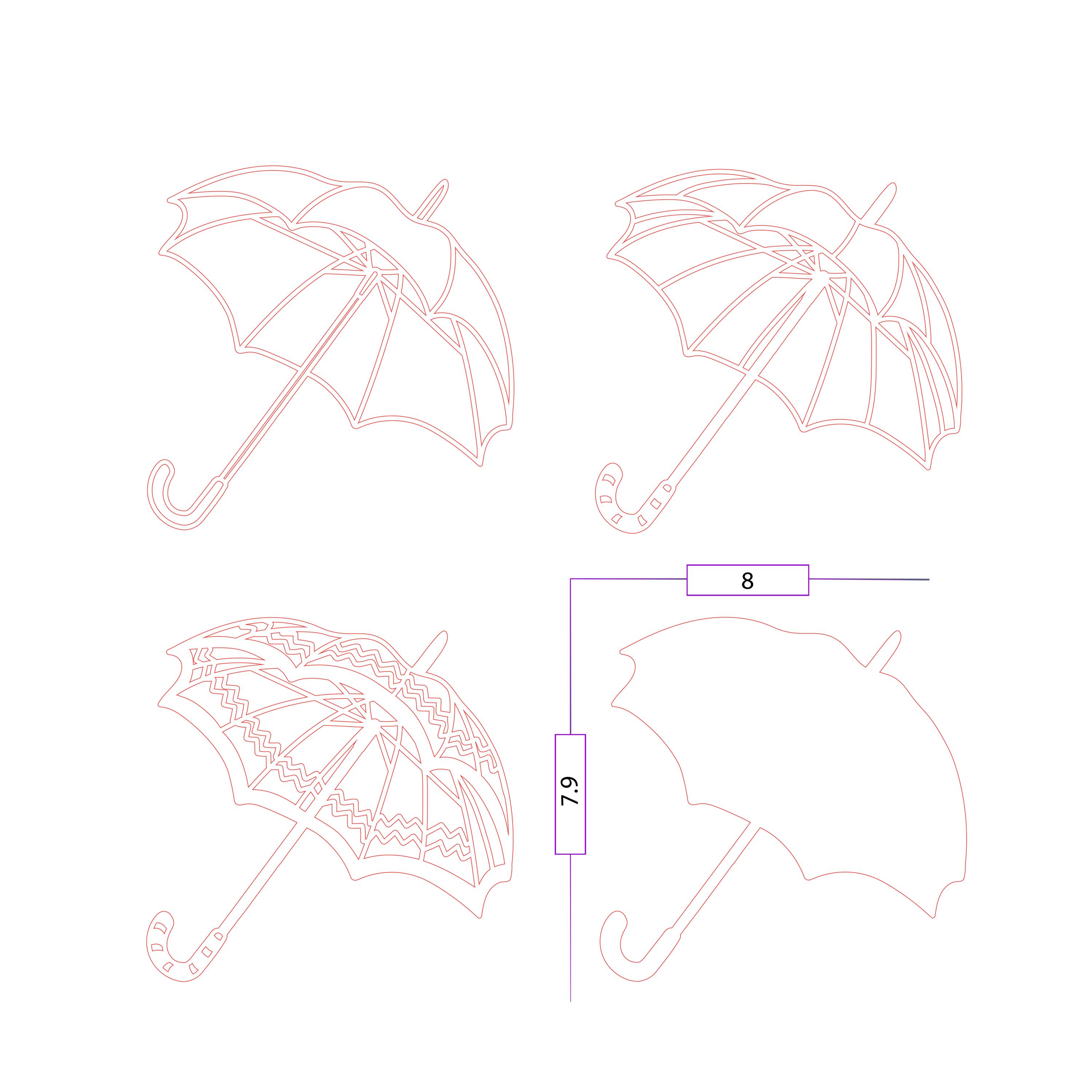 Umbrella Multilayer SVG. CNC. Cricut. Paper Cutting. Laser Cut