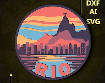 Rio City Multilayer SVG. CNC. Cricut. Paper cutting. Laser cut file. 3D layer. Glowforge.
