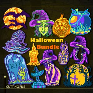 Bundle Halloween Multilayer SVG/ Halloween CNC file/ Cricut file/ Cutting file svg/ Paper cut/ Laser cut file/ 3D layer