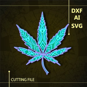 Marijuana Multistrato SVG/ File CNC Marijuana/ File Cricut/ File di taglio in formato SVG/ Taglio carta/ File tagliato al laser/ Strato 3D