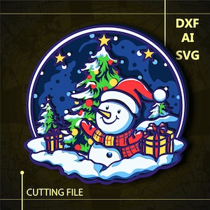 Snowman Multilayer SVG/ Snowman CNC file/ Cricut file / Cutting file svg/ Paper cut/ Laser cut file/         3D layer