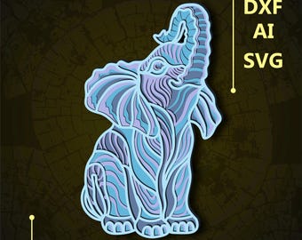 Elephant Multilayer SVG/ Elephant CNC file/ Cricut file / Cutting file svg/ Paper cut/ Laser cut file/ 3D layer