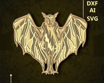 Bat Multilayer SVG. CNC. Cricut. Paper cutting. Laser cut file. 3D layer. Glowforge.