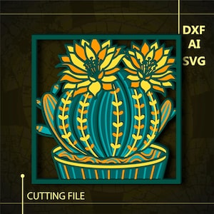 Cactus Mandala SVG/File CNC Cactus/File Cricut/File di taglio svg/File di taglio carta/File di taglio laser/Livello 3D
