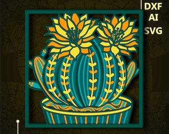 Kaktus Multilayer SVG. CNC. Cricut. Scherenschnitt. Laser cut Datei. 3D Schicht. Glühschmiede.
