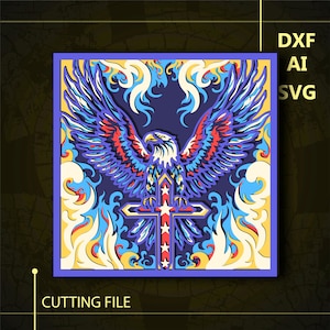 Eagle Multilayer SVG/ Eagle CNC file/ Cricut file / Cutting file svg/ Paper cut/ Laser cut file/ 3D layer