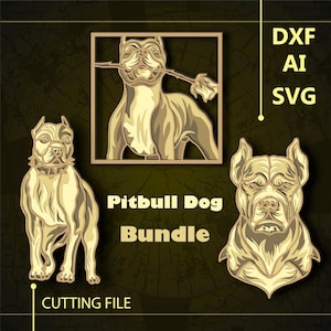 Bundle Pitbull Dog Multilayer SVG/ Bundle Pitbull Dog CNC file/ Cutting file svg/ Paper cut/ Laser cut file/ 3D layer