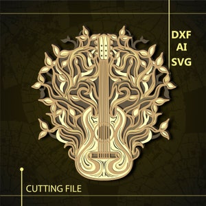 Guitar Multilayer SVG/ Guitar CNC file / Multilayer svg/ Cutting file svg/ Paper cut/ Laser cut file/ 3D layer