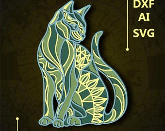 Cat Multilayer SVG/ Cat CNC file/ Cricut file / Cutting file svg/ Paper cut/ Laser cut file/ 3D layer