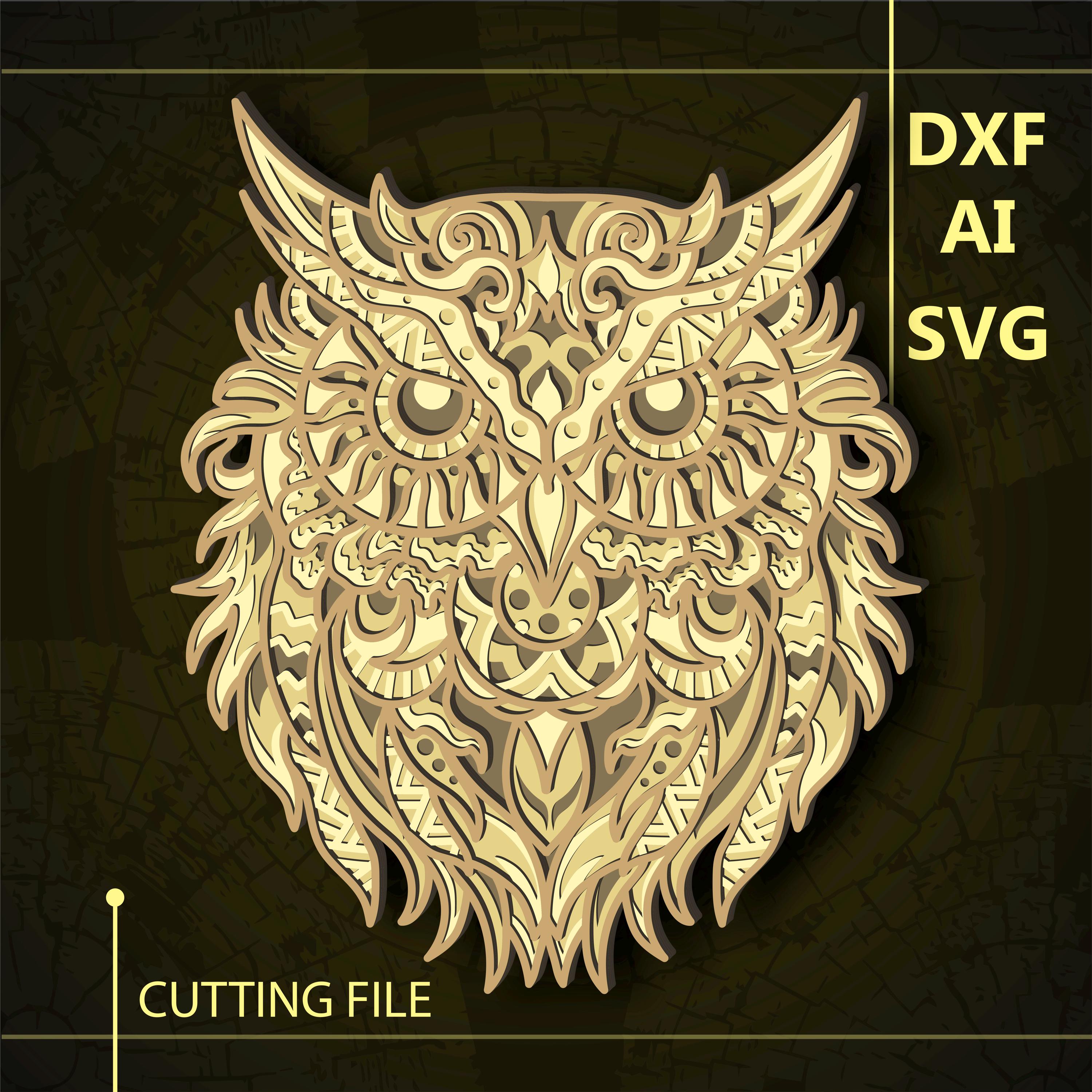 Owl Multilayer SVG. CNC. Cricut. Paper cutting. Laser cut file. 3D layer. Glowforge.
