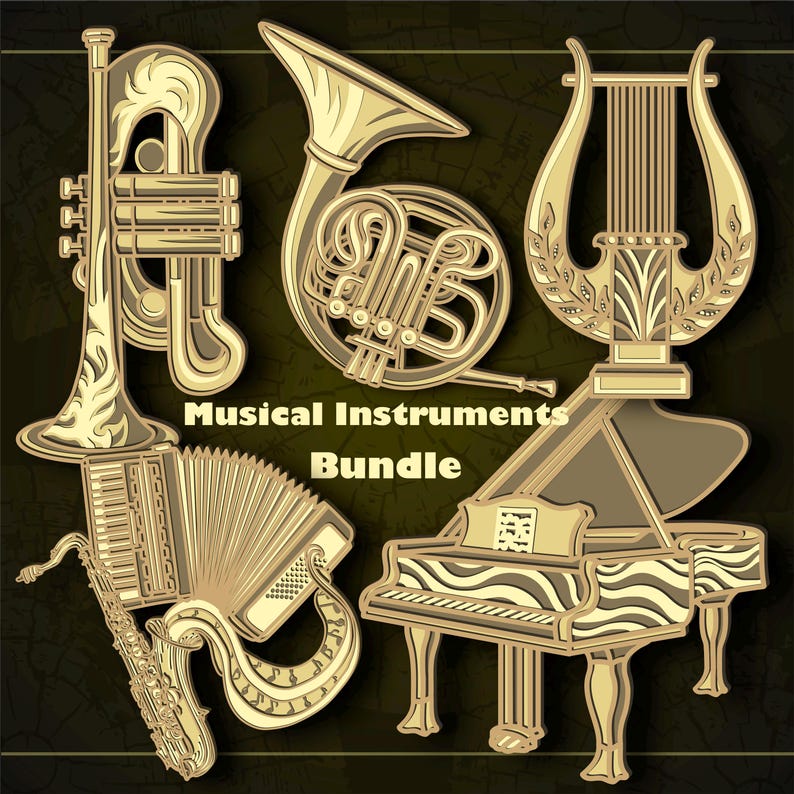 Bundle Musical Instruments Multilayer SVG. CNC. Cricut. Paper Cutting ...