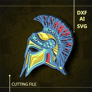 Warrior helmet Multilayer SVG/ Warrior helmet CNC file/ Cricut file / Cutting file svg/ Paper cut/ Laser cut file/ 3D layer