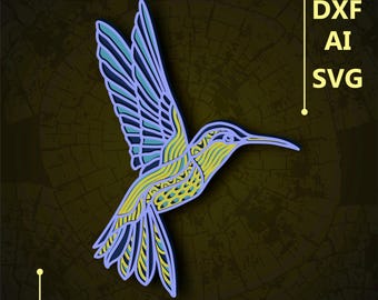 Hummingbird Multilayer SVG. CNC. Cricut. Paper cutting. Laser cut file. 3D layer. Glowforge.