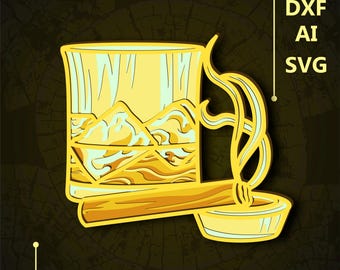 Whiskey Multilayer SVG. CNC. Cricut. Paper cutting. Laser cut file. 3D layer. Glowforge.