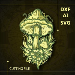 Funghi multistrato SVG/ Funghi file CNC/ File Cricut/ File di taglio svg/ Taglio carta/ File di taglio laser/ Livello 3D