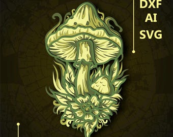 Mushrooms Multilayer SVG. CNC. Cricut. Paper cutting. Laser cut file. 3D layer. Glowforge.