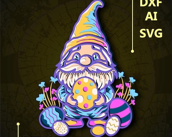 Easter Gnome Multilayer SVG. CNC. Cricut. Paper cutting. Laser cut file. 3D layer. Glowforge.