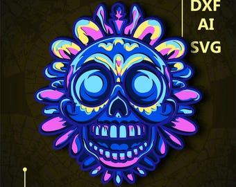 Skull Multilayer SVG. CNC. Cricut. Paper cutting. Laser cut file. 3D layer. Glowforge.