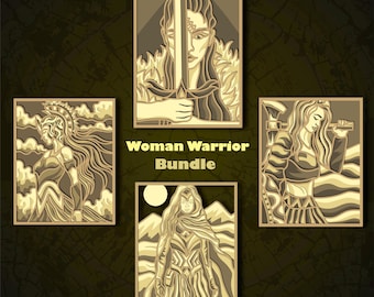 Bundle Woman Warrior Multilayer SVG. CNC. Cricut. Paper cutting. Laser cut file. 3D layer.