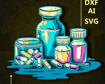 Medicine Multilayer SVG. CNC. Cricut. Paper cutting. Laser cut file. 3D layer. Glowforge.