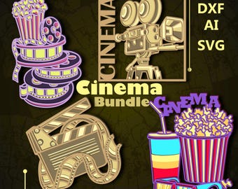 Bundle Cinema Multilayer SVG. CNC. Cricut. Paper cutting. Laser cut file. 3D layer. Glowforge.