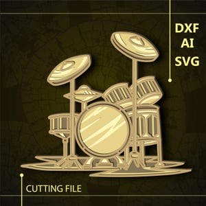 Drum set Multilayer SVG/ Drum set CNC file/ Cricut file / Cutting file svg/ Paper cut/ Laser cut file/ 3D layer