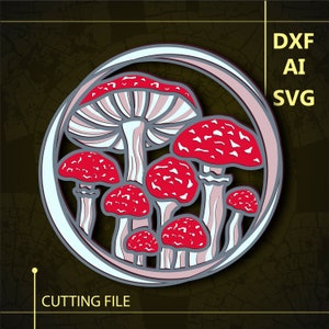 Mushroom Multilayer SVG/ Mushroom CNC file/ Cricut file / Cutting file svg/ Paper cut/ Laser cut file/      3D layer