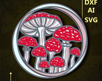 Mushroom Multilayer SVG. CNC. Cricut. Paper cutting. Laser cut file. 3D layer. Glowforge.