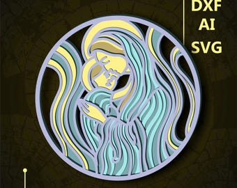 Virgin Mary Multilayer SVG. CNC. Cricut. Paper cutting. Laser cut file. 3D layer. Glowforge.