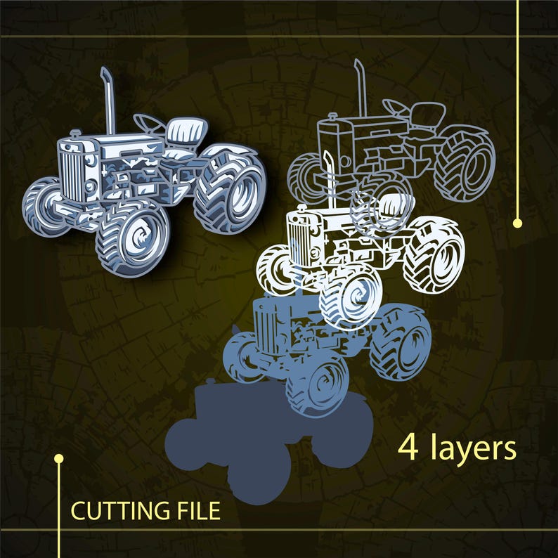 Multilayer Sign Tractor Tractor Multilayer SVG. CNC. Cricut. Paper Cutting. Laser Cut File. 3D ...