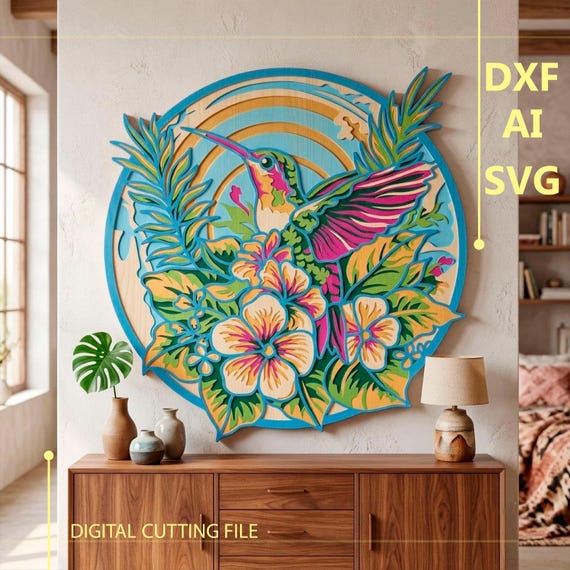 Hummingbird Multilayer SVG. CNC. Cricut. Paper cutting. Laser cut file. 3D layer. Glowforge.