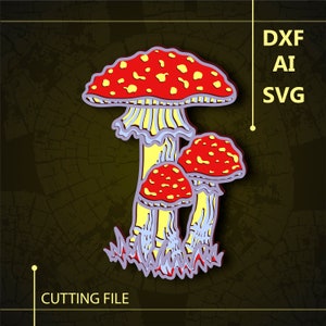 Mushrooms Multilayer SVG/ Mushrooms CNC file / Cricut file / Cutting file svg/ Paper cut/ Laser cut file/  3D layer