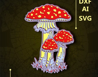 Mushrooms Multilayer SVG. CNC. Cricut. Paper cutting. Laser cut file. 3D layer. Glowforge.