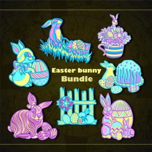 Lot de lapins de Pâques multicouches SVG / lapins de Pâques fichier CNC / fichier Cricut / fichier de coupe svg / papier découpé / fichier découpé au laser / couche 3D
