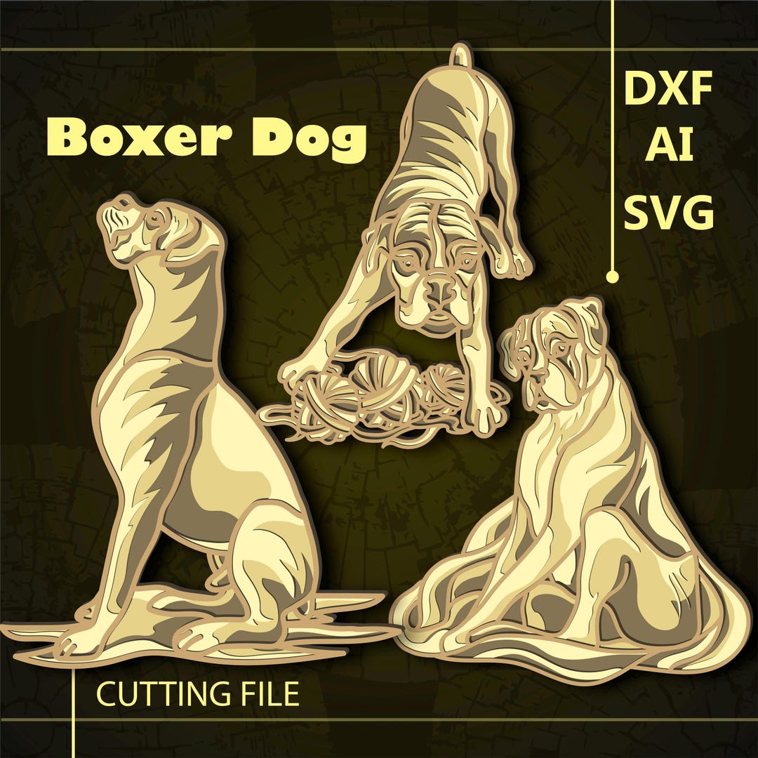 Bundle Boxer Dog Multilayer SVG. CNC. Cricut. Paper Cutting. Laser Cut ...