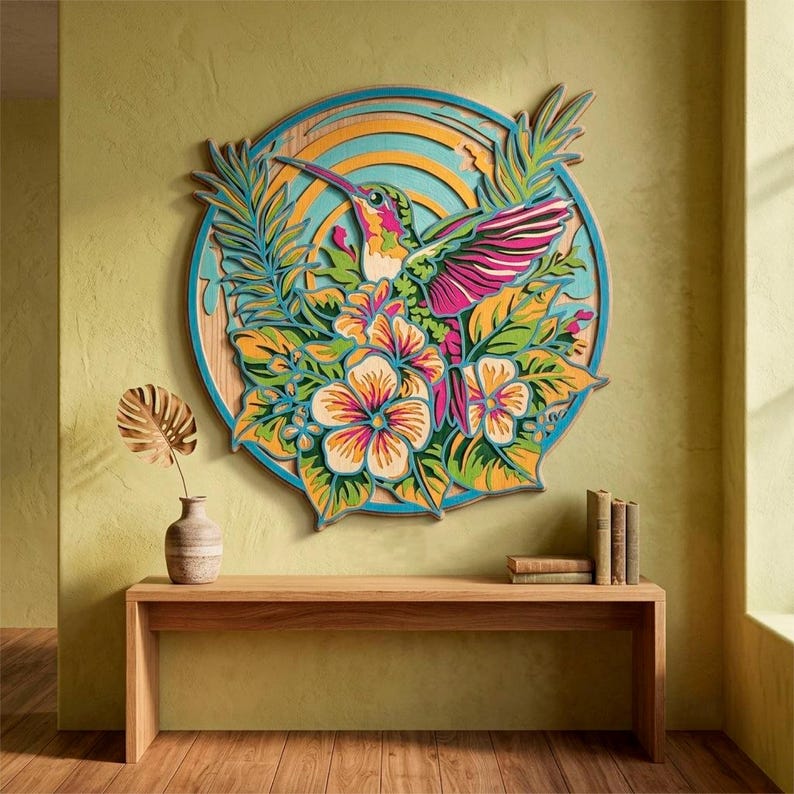 Hummingbird Multilayer SVG. CNC. Cricut. Paper cutting. Laser cut file. 3D layer. Glowforge. image 7