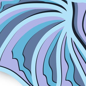 May include: Abstract design with swirling blue, purple, and gray lines. The lines are layered and create a sense of depth and movement.