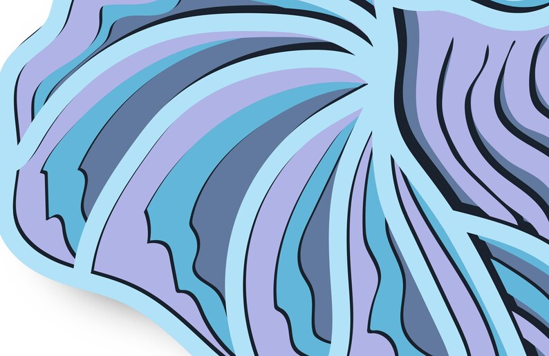 May include: Abstract design with swirling blue, purple, and gray lines. The lines are layered and create a sense of depth and movement.
