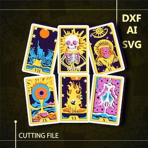 Cartas del tarot SVG multicapa/Cartas del tarot Archivo CNC/Archivo Cricut/Archivo de corte SVG/Corte de papel/Archivo de corte láser/Capa 3D