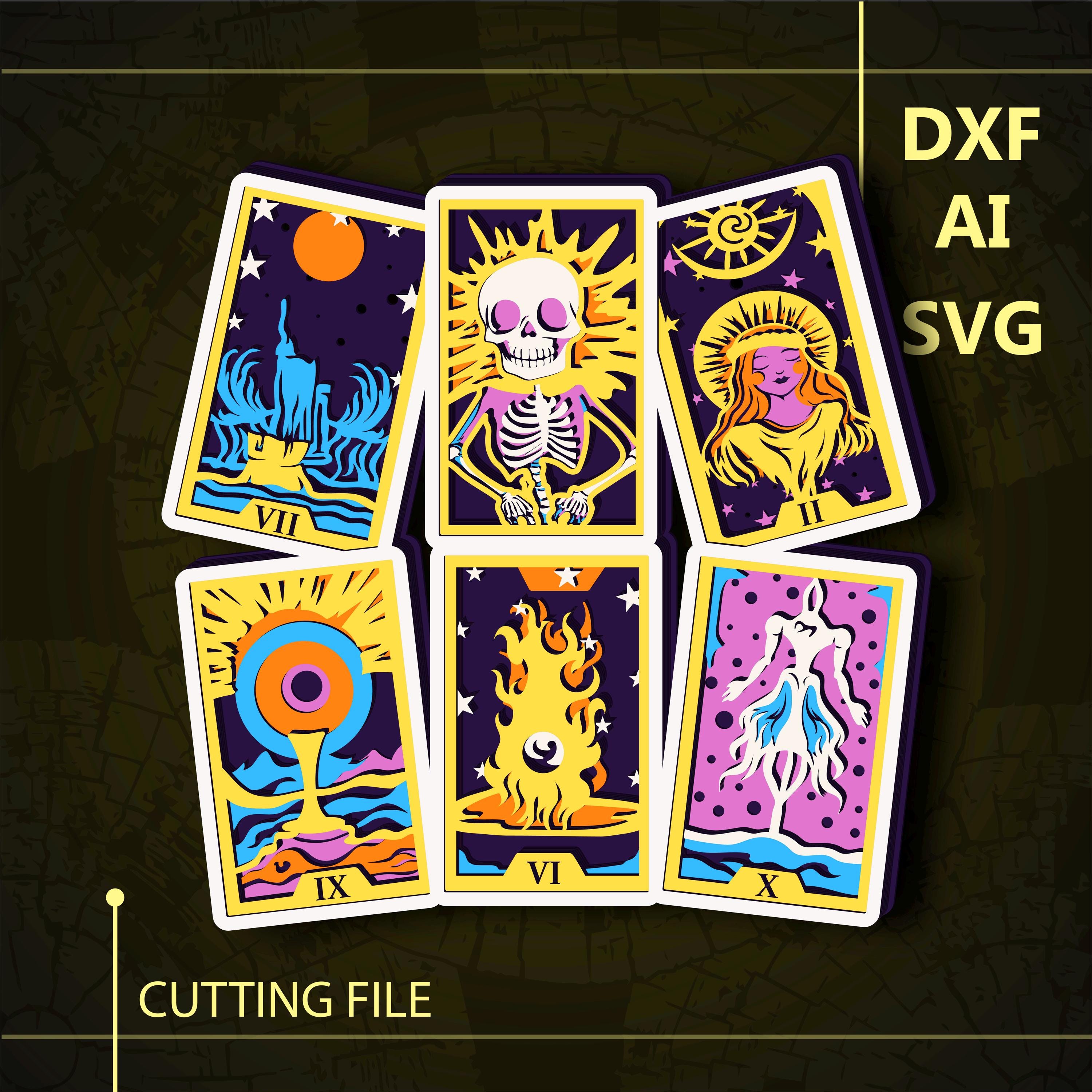 Tarot Cards Multilayer SVG. CNC. Cricut. Paper Cutting. Laser Cut