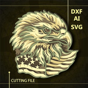 Eagle Multilayer SVG/ Eagle CNC file/ Cricut file / Cutting file svg/ Paper cut/ Laser cut file/ 3D layer