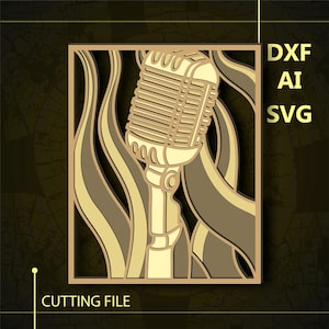Microphone Multilayer SVG/ Microphone CNC file/ Cricut file / Cutting file svg/ Paper cut/ Laser cut file/ 3D layer