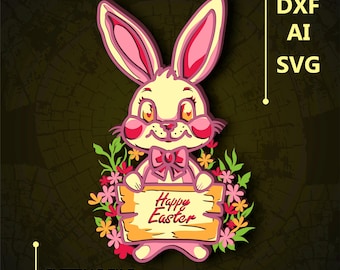 Easter Bunny Multilayer SVG. CNC. Cricut. Paper cutting. Laser cut file. 3D layer. Glowforge.