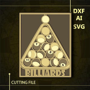 Billiards Multilayer SVG/ Billiards CNC file/ Cricut file / Cutting file svg/ Paper cut/ Laser cut file/ 3D layer