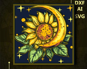 Sunflower Multilayer SVG. CNC. Cricut. Paper cutting. Laser cut file. 3D layer. Glowforge.